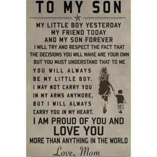 โปสเตอร์ผ้าไหม พิมพ์ลาย To My Son Mom and Son Motivation สําหรับตกแต่งผนังบ้าน