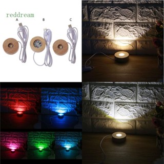 Redd ฐานไฟ LED ทรงกลม สีขาวอบอุ่น สีแดง สําหรับแก้ว 3D