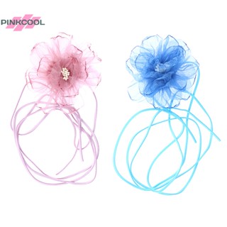 Pinkcool สร้อยคอโชคเกอร์ ลูกไม้ ดอกไม้ สําหรับผู้หญิง อินเทรนด์ หรูหรา เชือกผูกยาว โซ่ ขายดี