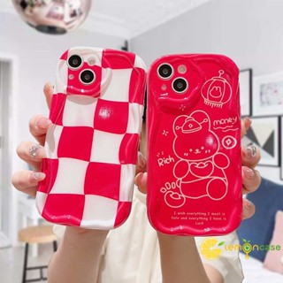 เคสโทรศัพท์มือถือ ลายตารางหมากรุก กระต่าย 3D ขอบโค้ง สีแดงวาว สําหรับ Samsung A13 A14 A22 A23 A04 A04S A52 A51 A24 A12 A03 A03S A50 A02S A20 A32 A50S A30S A52S A30 M12 M22 M32 A125 A13 Lie A14 LTE A037F F12 M04 M10S M02S A025 A205 A305 F02S