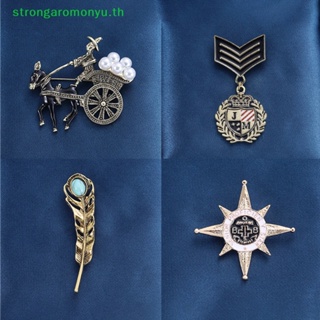 Strongaromonyu เข็มกลัด รูปสิงโต สีทอง สไตล์วินเทจ ฮาราจูกุ เรโทร เครื่องประดับ สําหรับผู้ชาย