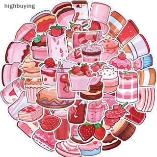 [highbuying] สติกเกอร์ ลายการ์ตูนกราฟฟิตี้ ขนมหวาน สีชมพู น่ารัก Diy สําหรับติดตกแต่งแล็ปท็อป 50 ชิ้น