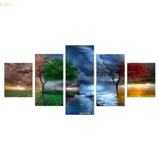 Love ภาพจิตรกรรม ตามหมายเลข รูปต้นไม้สี่ฤดูกาล 5D 5 ชุด