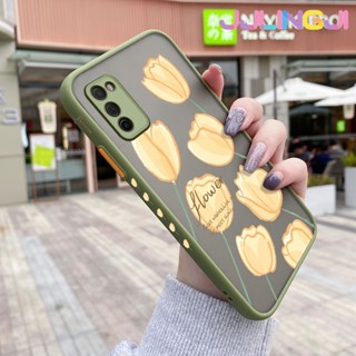 เคสซิลิโคนนิ่ม แบบใส ขอบสี่เหลี่ยม กันกระแทก ลายดอกไม้สีเหลือง สําหรับ Samsung galaxy A03s