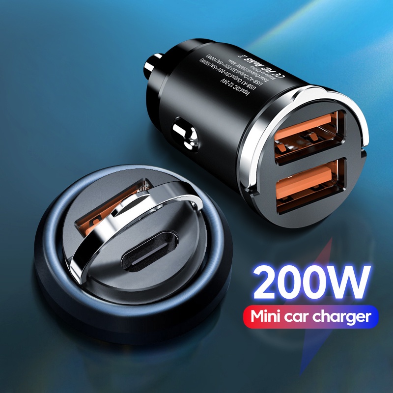 USB Chargers, FM & Bluetooth Transmitters 142 บาท อะแดปเตอร์ชาร์จโทรศัพท์มือถือ 200W Mini USB C PD+QC3.0 สําหรับ Huawei P40 Samsung Automobiles