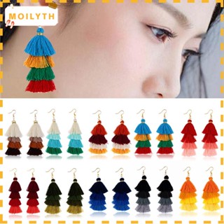 moily 1 pair Bohemian Long Multilayer Drop Tassel Earrings Ear Stud Women Fashion Jewelry