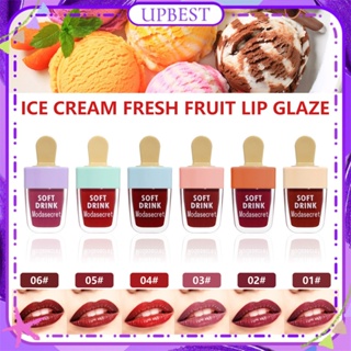 ♕ Modasecret Ice Cream Lip Glaze Light Moisturizing Water Gloss Smooth Lipstick Easy To Colour Non Stick Cup Long Lasting Lip Makeup 6 Colors UPBEST