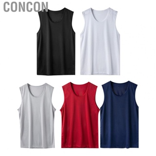 Concon Athletic Tank Top  Ice Silk Plain Color Stylish Mesh for Running Cycling Men