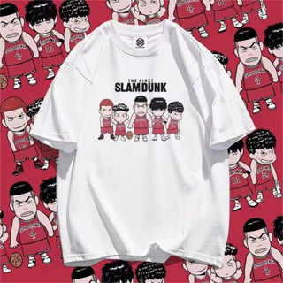 เสื้อยืดลายญี่ปุ่นผู้ชาย SLAM DUNK เสื้อยืดผ้าฝ้าย แฟชั่นผ้าฝ้ายแขนสั้นสุดฮอตอะนิเมะ Unisex ลายสกรีนคมชัด เสื้อยืดแฟชั่น