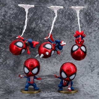 Sy7 โมเดลฟิกเกอร์ Spiderman The Amazing Spider-Man Q Version ของเล่น ของขวัญ สําหรับเด็ก ตกแต่งบ้าน 5 ชิ้น YS7