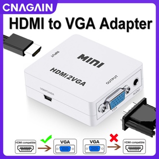 Cnagain อะแดปเตอร์แปลง HDMI เป็น VGA 1080P พร้อมสายเคเบิลเสียง HDMI2VGA สําหรับ PC แล็ปท็อป กล่องทีวี คอมพิวเตอร์ โปรเจคเตอร์