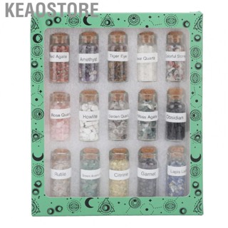 Keaostore 15xDifferent Stone  Healing Stones In Glass Bottles Chakra AE