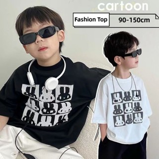 【Boys Tshirt】เสื้อยืดแขนสั้น ผ้าฝ้าย ทรงหลวม พิมพ์ลาย สไตล์เกาหลี สําหรับเด็กผู้ชาย (1-14 ปี)