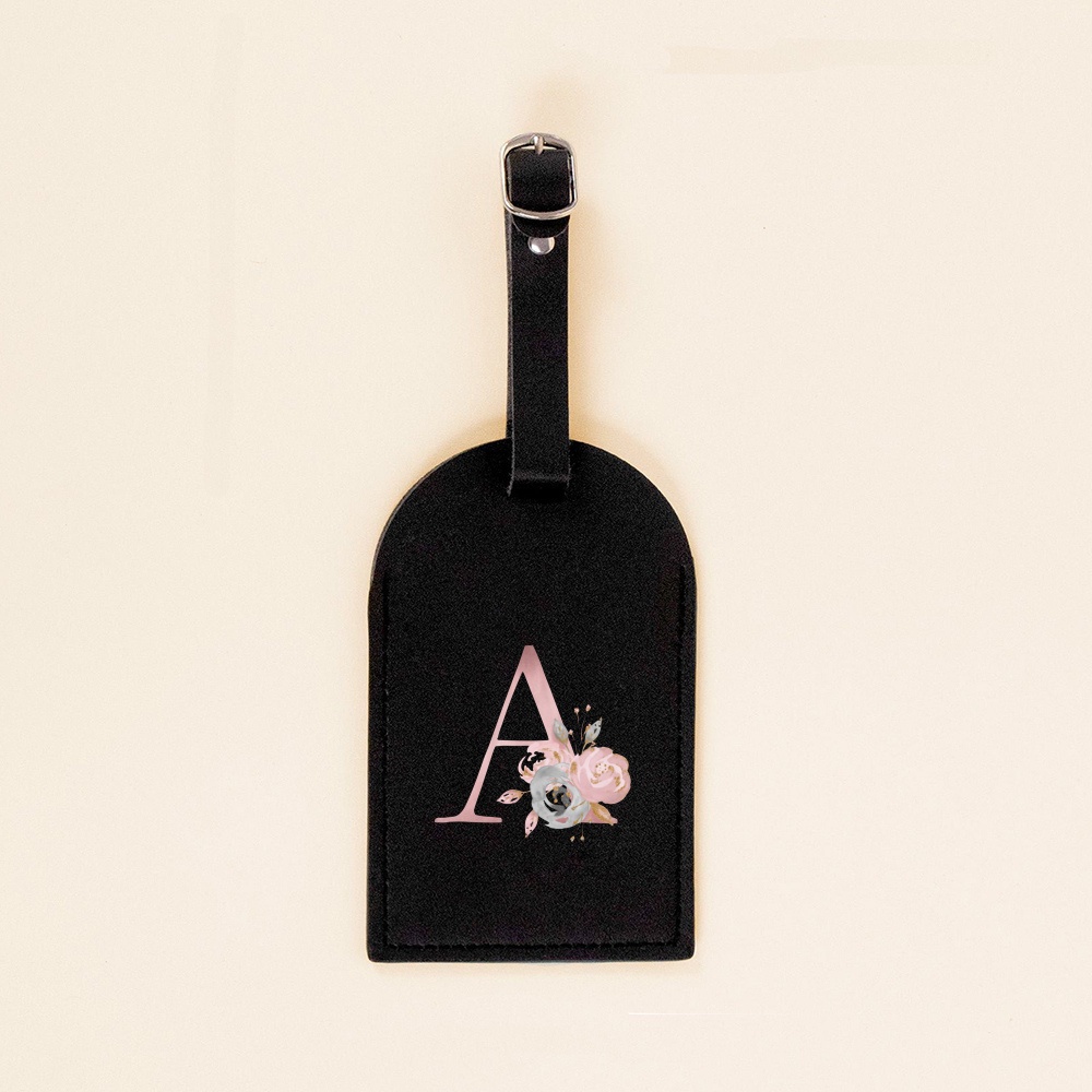 ป้ายแท็กกระเป๋าเดินทาง หนัง PU ลาย A-Z สีชมพู สําหรับเพื่อนเจ้าสาว