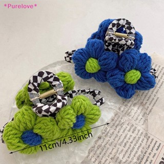 Purelove&gt; กิ๊บติดผม ผ้าวูล ลายดอกไม้ ปลาฉลาม หรูหรา ขนาดใหญ่ เครื่องประดับ สําหรับผู้หญิง เหมาะกับฤดูใบไม้ร่วง ฤดูหนาว