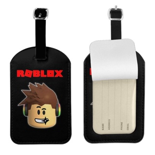 Robloxs ป้ายแท็กกระเป๋าเดินทาง หนัง PU ทรงกลม สําหรับผู้ชาย และผู้หญิง 1 ชิ้น