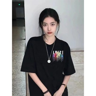 Amiri เสื้อยืด แขนสั้น พิมพ์ลายหยดน้ํา คุณภาพสูง สไตล์อเมริกัน Nzfd