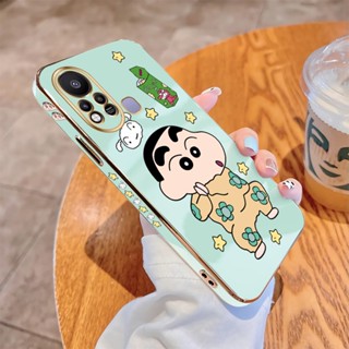 เคสโทรศัพท์มือถือ แบบนิ่ม ขอบสี่เหลี่ยม พิมพ์ลายชินจัง หรูหรา สําหรับ Infinix Hot 11 11S NFC Hot 8 9 10 Play 10i 10S