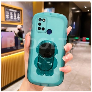 สําหรับ Realme C17 7i บิ๊กอาย เจลลี่ใส เคสโทรศัพท์มือถือ ป้องกันเลนส์ ฝาครอบ TPU นิ่ม พร้อมที่วางขาตั้ง นักบินอวกาศ