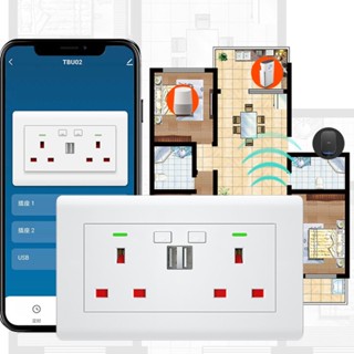 ซ็อกเก็ตติดผนัง WiFi Smart 13A 2 in อินเตอร์เฟซ USB