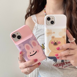 เคสโทรศัพท์มือถือ กันกระแทก ลายกระต่าย และหมีสีเหลือง สีชมพู สําหรับ iPhone 14 Pro Max 14Pro 14 13 Pro Max 12 Pro Max 11