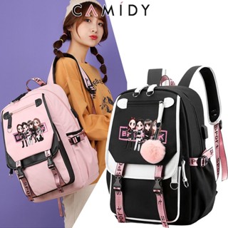 Camidy  Blackpink Park Cai Ying Lisa Jinzhi Xingku กระเป๋าเป้กระเป๋ากระเป๋าเป้สะพายหลัง USB รุ่นเกาหลีรุ่นเกาหลี