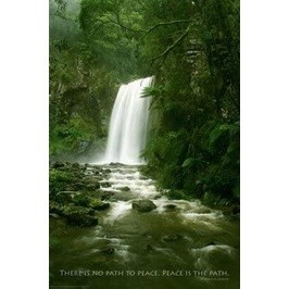 โปสเตอร์แรงบันดาลใจ ลาย Gandhi Peace Is The Path Waterfall สําหรับตกแต่งบ้าน