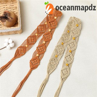 OCEANMAPDZ เข็มขัดลูกปัดขี้ผึ้งถัก เข้ากับทุกการแต่งกาย สไตล์เรโทร DIY