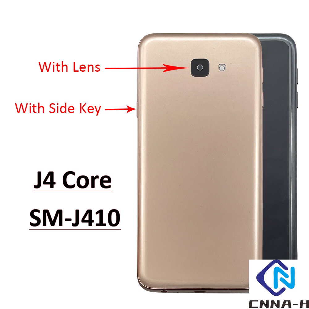 ใหม่กลับแบตเตอรี่ประตูด้านหลังฝาครอบปุ่มด้านข้างพร้อมเลนส์สําหรับ Samsung Galaxy J4 Core SM-J410 J41