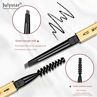 JULYSTAR ดินสอเขียนคิ้วกันน้ำ Double Ended ดินสอเขียนคิ้วพร้อมแปรง