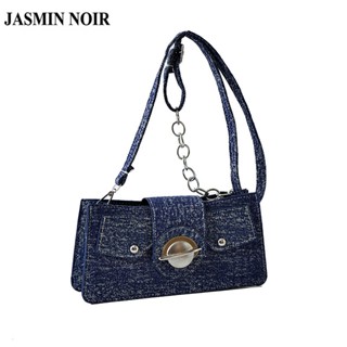 Jasmin NOIR ล็อคเดนิม ผู้หญิง กระเป๋าสะพายไหล่ รถจักรยานยนต์ กระเป๋าสะพายข้าง กระเป๋าถือ กล่องเล็ก