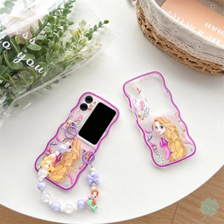 เคสโทรศัพท์มือถือแบบนิ่ม TPU ใส กันกระแทก ลายภาพวาดเจ้าหญิง พร้อมสายคล้องข้อมือ แฟชั่น สําหรับ OPPO Find N2 Find N2