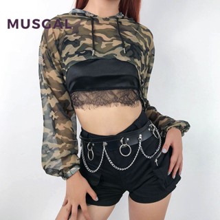 Musgal เสื้อยืดแขนยาว โปร่งแสง พิมพ์ลาย เข้ากับทุกการแต่งกาย สไตล์สตรีท สําหรับผู้หญิง 2023