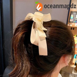 OCEANMAPDZ โบว์ กล้วย คลิป หรูหรา ผ้าโพกศีรษะ สําหรับเด็กผู้หญิง ริบบิ้น สไตล์เกาหลี สําหรับผู้หญิง แนวตั้ง