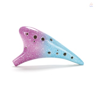 เครื่องดนตรีเซรามิก Ocarina Alto C Starry Style 12 หลุม พร้อมเชือกเส้นเล็ก สําหรับคนรักดนตรี และผู้เรียน