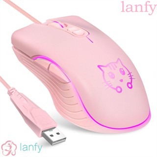 LANFY เมาส์ออปติคอลเล่นเกม แบบใช้สาย 2400DPI ลายการ์ตูนเซเลอร์มูนน่ารัก สําหรับแล็ปท็อป PC