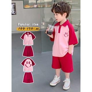 【Boy Set Wear】เสื้อยืดโปโลแขนสั้น กางเกงขาสั้น ทรงหลวม แฟชั่นฤดูร้อน สไตล์เกาหลี สําหรับเด็กผู้ชาย (1-14 ปี)