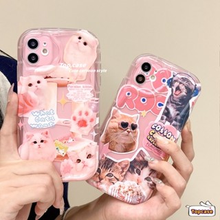 เคสโทรศัพท์มือถือนิ่ม ลายการ์ตูนแมว 3D สีชมพู สําหรับ Samsung A14 A34 A54 A03 A03s A04 A04e A04s A23 A13 A33 A53 A12 A22 A52 A52s A32 A51 A50 A50s A30s