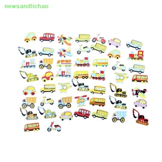 Newsandlichao กระดุมไม้ รูปรถยนต์และเครื่องบิน สําหรับตกแต่งสมุดภาพ 50 ชิ้น