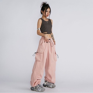 2TOYOUNG  กางเกงขายาว คาร์โก้ กางเกง เชือกอเมริกันคลาสิค Cargo pants 2023 NEW 072828 Beautiful Comfortable Korean Style Stylish A90M001 36Z230909