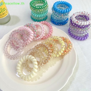 Peacellow ยางรัดผม แบบเกลียว ยืดหยุ่น สีแคนดี้ เรียบง่าย 6 ชิ้น ต่อชุด