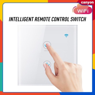 EU Standard Tuya Wifi Smart Switch รีโมทคอนโทรลอัจฉริยะ สวิตช์สัมผัส จับเวลา ฟังก์ชั่นนับถอยหลัง ลำโพงอัจฉริยะ Voice Control canyon