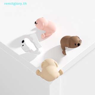 Remitglory แผ่นยางนิ่ม ป้องกันขอบโต๊ะ ลายการ์ตูนสุนัขนอน หมี เพื่อความปลอดภัย 2 ชิ้น ต่อชุด TH