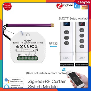 Tuya Zigbee Rf433 โมดูลสวิตช์ผ้าม่านอัจฉริยะ ม่านม้วนควบคุมด้วยมอเตอร์ ตัวควบคุมมอเตอร์ การควบคุมด้วยเสียงแบบแฮนด์ฟรี ทำงานร่วมกับ Alexa และ Google Home canyon