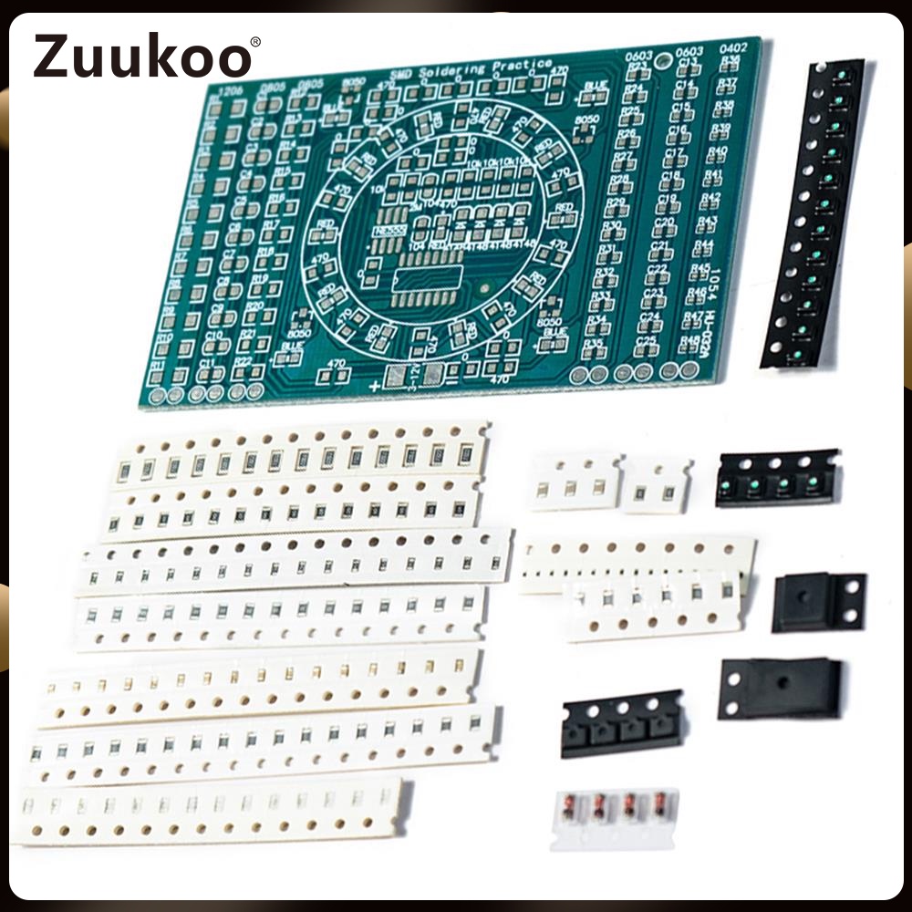 บอร์ดฝึกบัดกรีส่วนประกอบ SMD แผงวงจรการเรียนรู้ชุด DIY อิเล็กทรอนิกส์