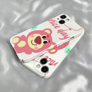 เคสโทรศัพท์มือถือ ลายหมีสตรอเบอร์รี่น่ารัก สีขาว สําหรับ Apple Iphone 8pmax 1311 14pro 7 M0TW