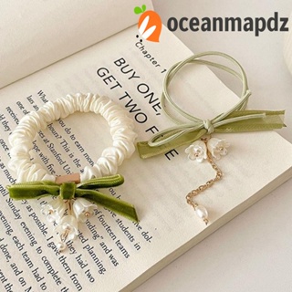 OCEANMAPDZ ยางรัดผมหางม้า แบบยืดหยุ่น ลายดอกไม้ เรียบง่าย แฟชั่นฤดูร้อน