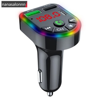 Nanasn| F20 ตัวรับส่งสัญญาณ FM บลูทูธ 5.0 แฮนด์ฟรี เครื่องเล่น MP3 LED 3.1A ที่ชาร์จ USB คู่ อุปกรณ์เสริมในรถยนต์ E9Q1