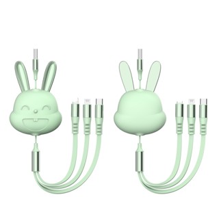 3 in 1 สายชาร์จ USB-C อเนกประสงค์ ชาร์จเร็ว USB เป็น Type C Micro USB สําหรับรถยนต์