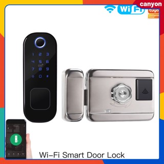 Tuya Wifi Smart Lock Door ล็อคลายนิ้วมือ Smart Home Waterproof Digital Password Lock หลายวิธีในการปลดล็อค Home Hotel Security System canyon